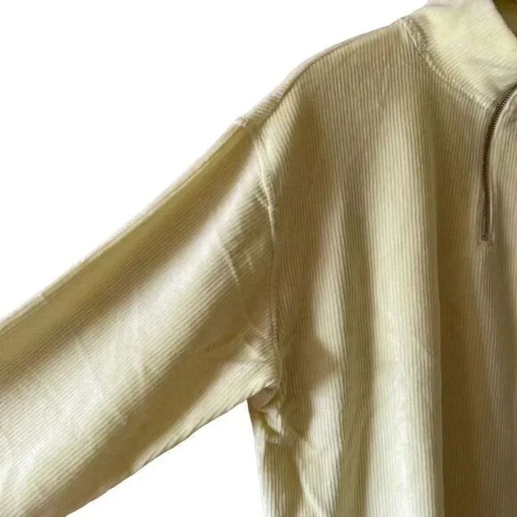 BP Wildfang Green Luminary Quarter Zip Mock Neck Velour Corduroy Pullover S - Picture 6 of 14
